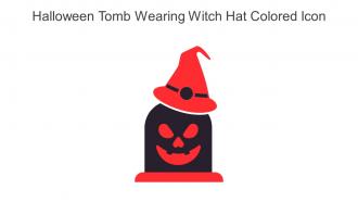 Halloween Tomb Wearing Witch Hat Colored Icon In Powerpoint Pptx Png And Editable Eps Format