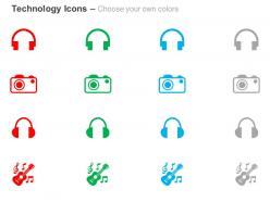Headphones camera guitar for concert ppt icons graphics