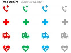 Health care call medical symbol ambulance heart health ppt icons graphics