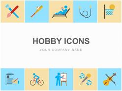 Hobby icons art reading jumping basket writing sport painting