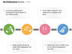Human hand on scale writing hand divider protactor for measurement ppt icons graphics