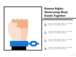 Human Rights Showcasing Hand In Handcuffs Many Hands Together