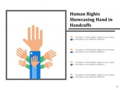 Human Rights Showcasing Hand In Handcuffs Many Hands Together