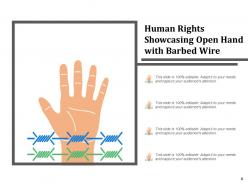 Human Rights Showcasing Hand In Handcuffs Many Hands Together