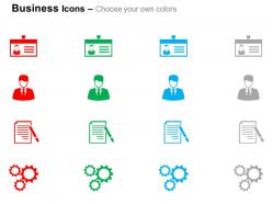 Identity card business man report gears ppt icons graphics