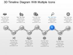 Jk 3d timeline diagram with multiple icons powerpoint template