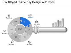 Jm six staged puzzle key design with icons powerpoint template