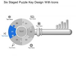 Jm six staged puzzle key design with icons powerpoint template