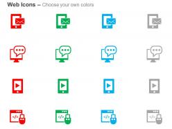 Mail chat play safety button communication ppt icons graphics