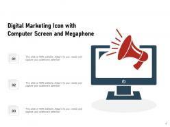 Marketing Icon Promoting Speaker Shape Megaphone Magnifying Glass Promotions Announcing