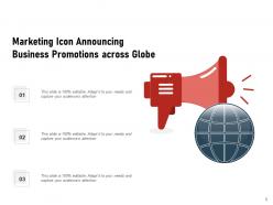 Marketing Icon Promoting Speaker Shape Megaphone Magnifying Glass Promotions Announcing