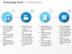 Music node video camera film shooting ppt icons graphics