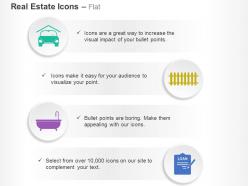 Parking bathroom security bank loan ppt icons graphics