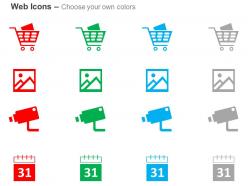 Photo calendar basket cctv ppt icons graphics