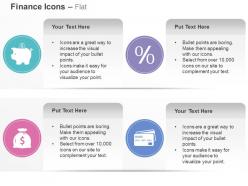Piggy bank percentage symbol dollar bag money saving ppt icons graphics