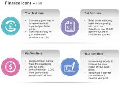 Pound financial report dollar bank cheque ppt icons graphics