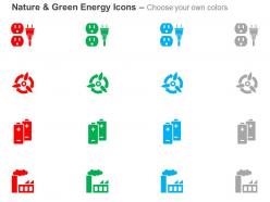 Power plug battery charging factory ppt icons graphics