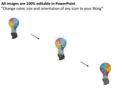 Qk six staged bulb with puzzles and icons flat powerpoint design