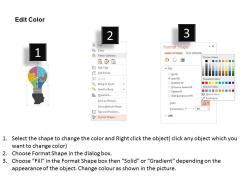 Qk six staged bulb with puzzles and icons flat powerpoint design