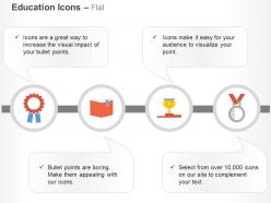 Ribbon book trophy on podium medal ppt icons graphics