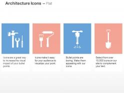 Service tools paint brush roller drill scooper ppt icons graphics
