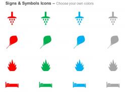 Shower bed fire sign petal ppt icons graphics
