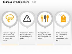 Speech bubble triangle cutlery sale ppt icons graphics