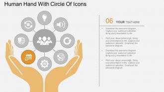 Sr human hand with circle of icons flat powerpoint design