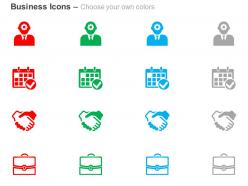 Strategy monthly calendar handshake briefcase ppt icons graphics