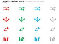 Two arrows three directional arrows bar graph business growth ppt icons graphics