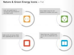 Two pin three pin socket power switch ppt icons graphics