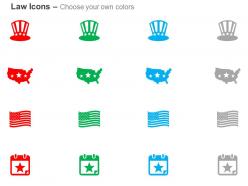 Us hat map flag calendar ppt icons graphics