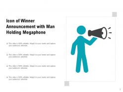 Winner Announcement Holding Megaphone Olympic Lifting Trophy Performing Team