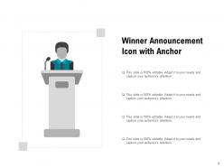Winner Announcement Holding Megaphone Olympic Lifting Trophy Performing Team