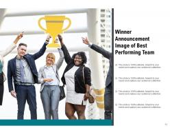 Winner Announcement Holding Megaphone Olympic Lifting Trophy Performing Team